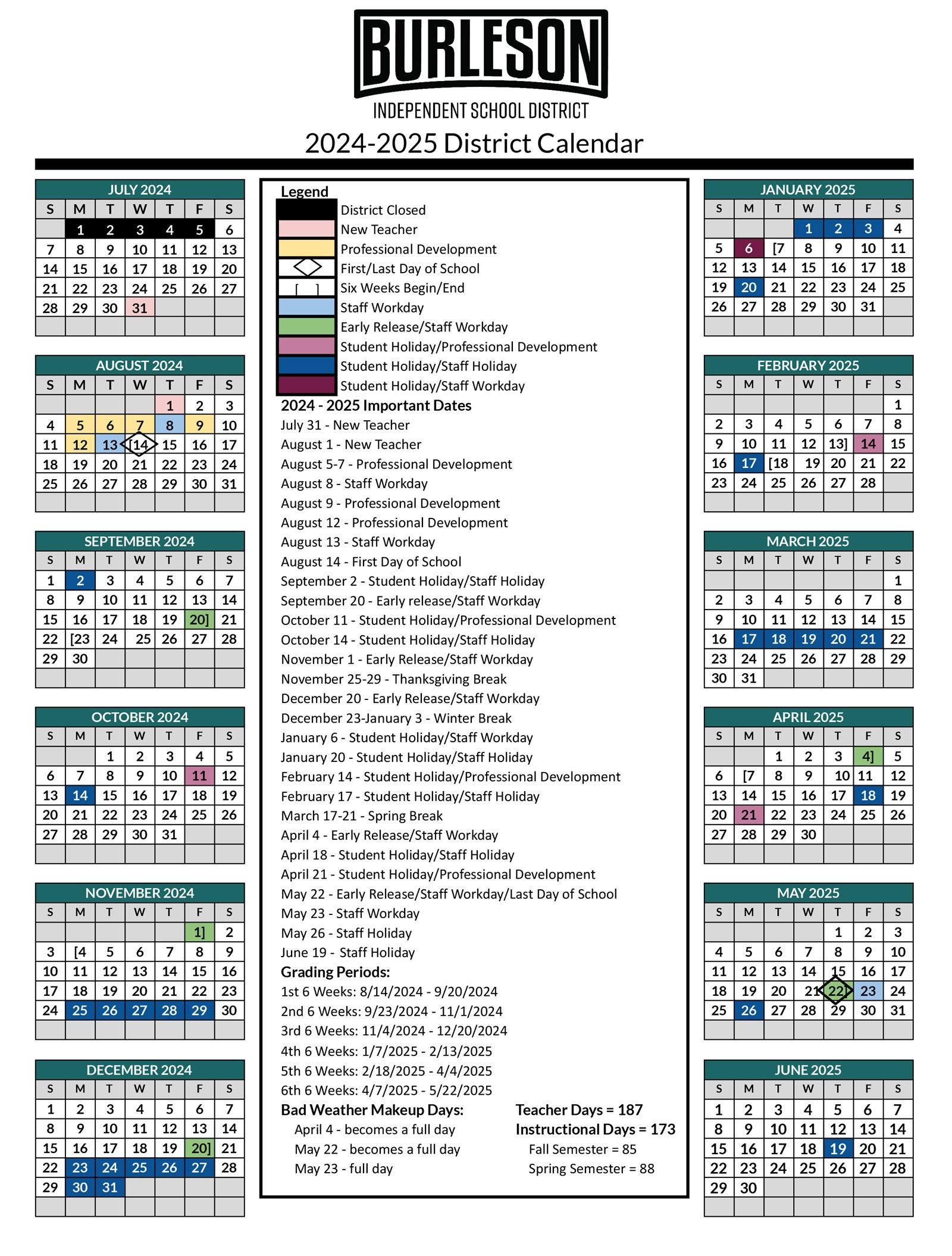   Image, BISD 2024-2025 School Year Calendar Approved